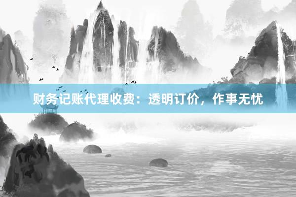 财务记账代理收费：透明订价，作事无忧